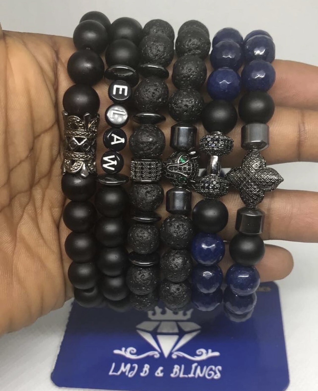 Personalized Blackblue bracelet set