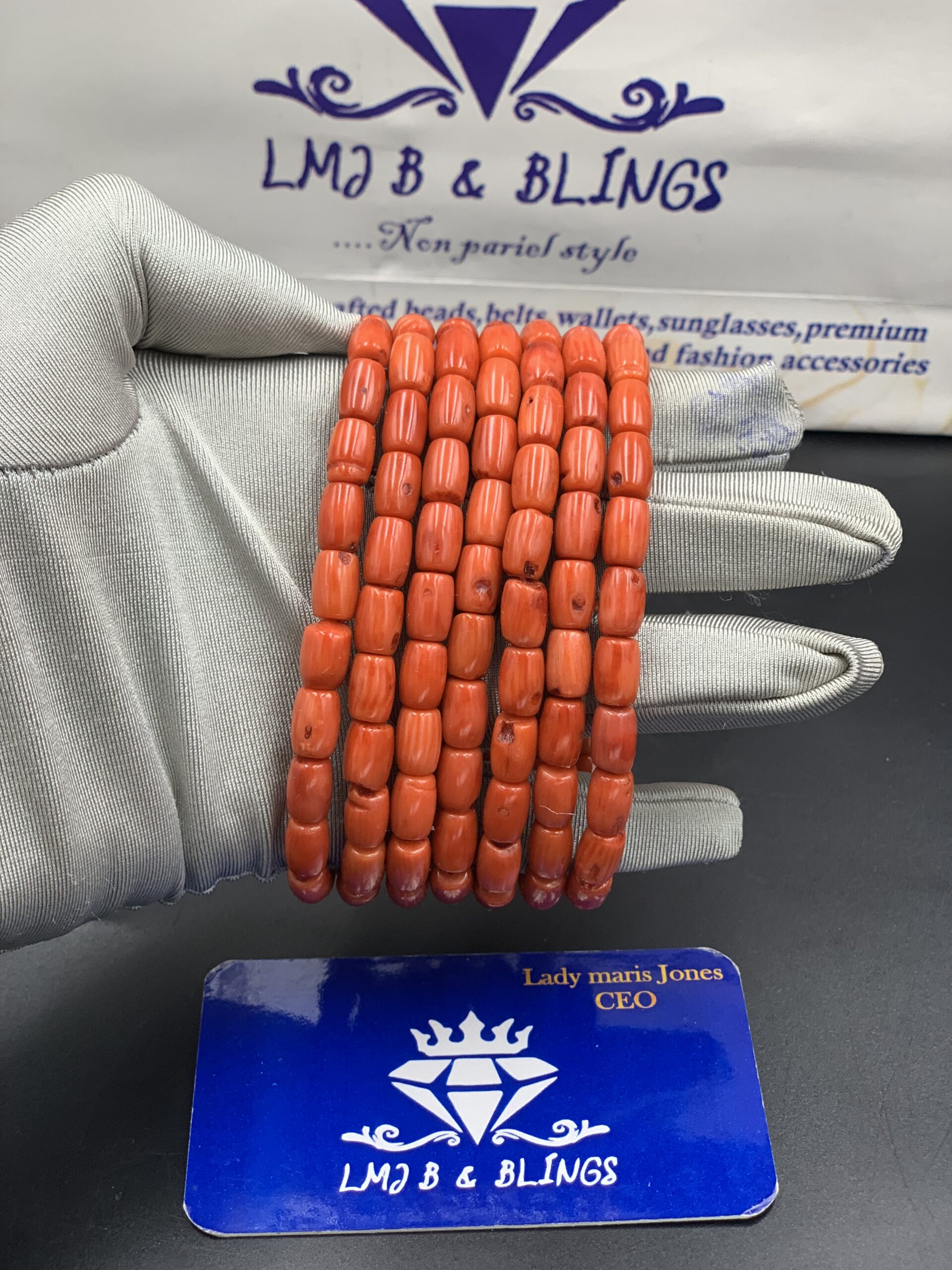 Coral Beaded Bracelet