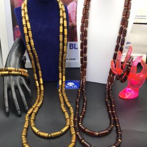 Men's Two-Tier Cylindrical Gemstone Necklace & Bracelet Set