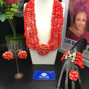 Coral platter Jewelry set