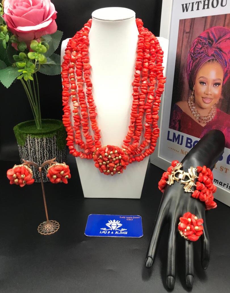 Coral platter Jewelry set