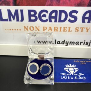 Classic Circular Navy & Silver Cufflinks