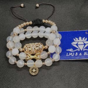 White lux bling bracelet set
