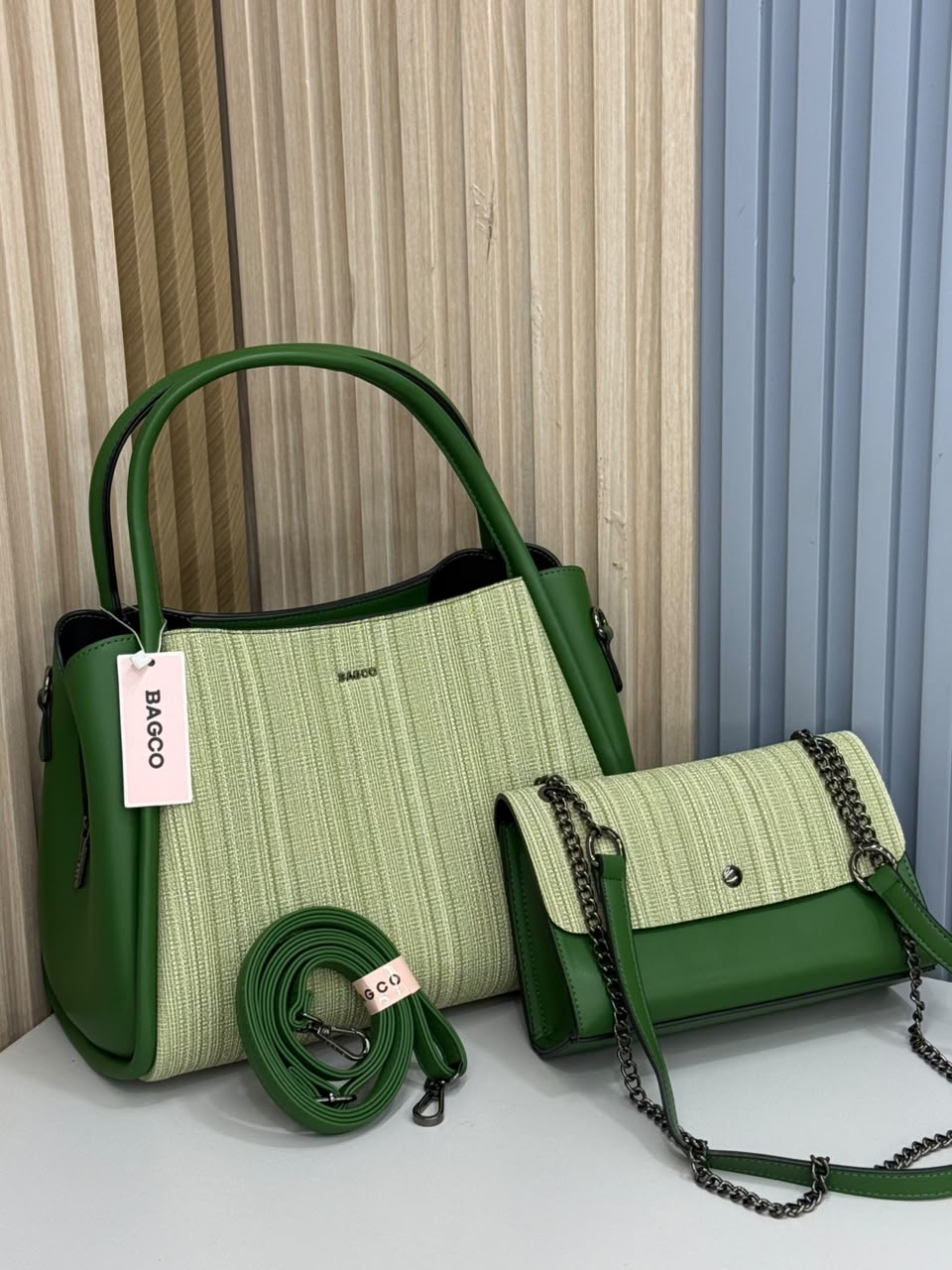 Textured Structured Handbag and Matching Purse Set - Image 5