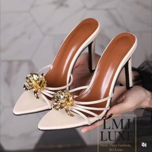 Women Elegant Embellished High Heel Mules
